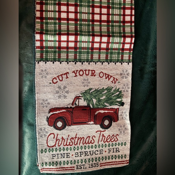 Mainstream International Christmas Table Runner Cut Your Own Trees Red Truck 72" - Picture 1 of 3